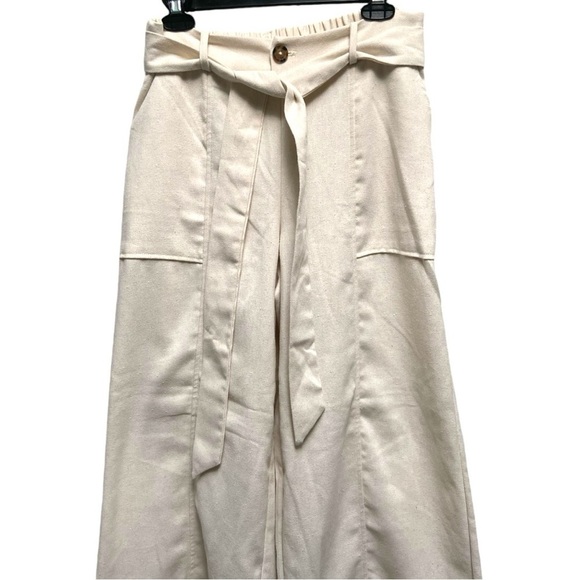 Sienna Sky Flare Wide Leg Palazzo Pant Cream Boho Winter White - Picture 2 of 7